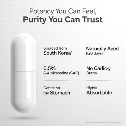 100% Natural & Organic Black Garlic Capsules | Made with 100% Cloves | 120 Days Naturally Aged & Fermented | Manages Cholesterol Levels & Lipid Profiles - 60 Veg Capsules