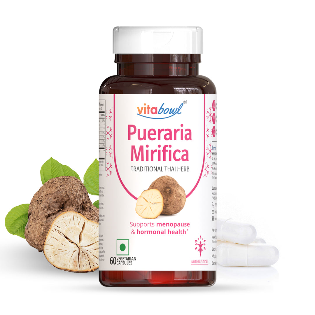 Vitabowl Pueraria Mirifica | Menopause & Hormonal Balance Support | Natural Phytoestrogens for Skin Hydration, Bone Health & Women’s Wellness | Sourced from Thailand | 60 Capsules (Pack of 1)