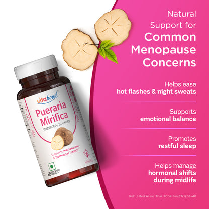 Vitabowl Pueraria Mirifica | Menopause & Hormonal Balance Support | Natural Phytoestrogens for Skin Hydration, Bone Health & Women’s Wellness | Sourced from Thailand | 60 Capsules (Pack of 1)