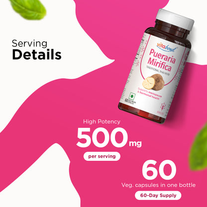 Vitabowl Pueraria Mirifica | Menopause & Hormonal Balance Support | Natural Phytoestrogens for Skin Hydration, Bone Health & Women’s Wellness | Sourced from Thailand | 60 Capsules (Pack of 1)