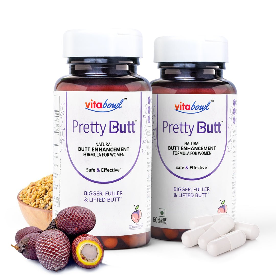 Pretty Butt Capsules, Enhances Fertility, Natural Curves & Improves Estrogen Levels - 60 Veg Capsules - Vitabowl